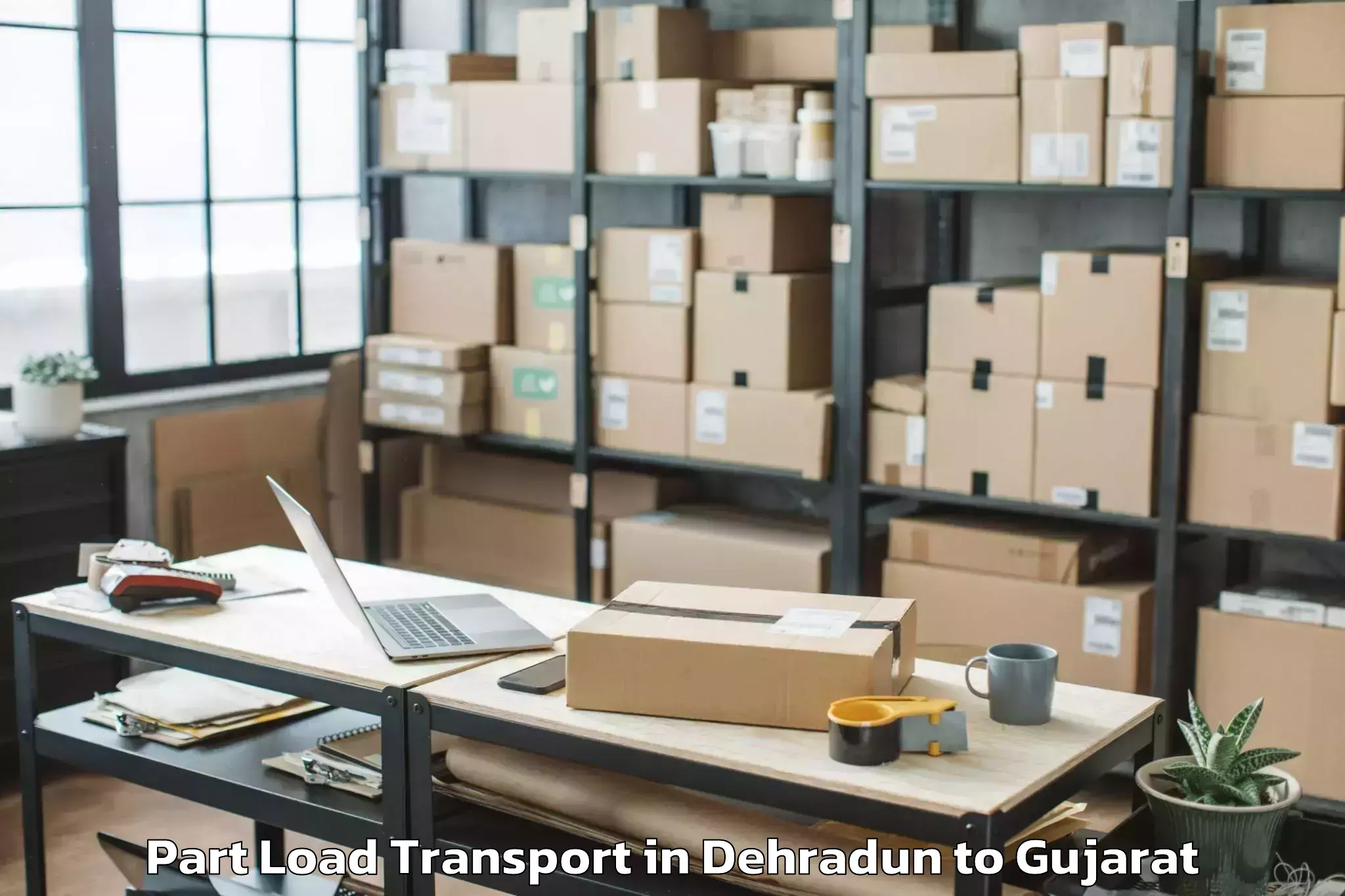 Trusted Dehradun to Kalavad Part Load Transport